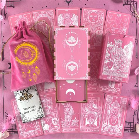 Tarot Deck Pink White Plastic Tarot Cards With Guidebook Etsy Canada