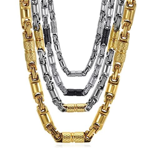 Titanium Stainless Steel Cm Mm Heavy Link Byzantine Chains Necklaces