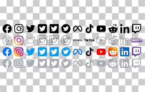 Facebook Twitter Youtube Instagram Tik Tok Logo Stock Illustrations