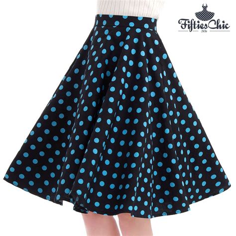 Cotton Polka Dot Floral S Vintage Retro Swing Full Circle Skirt