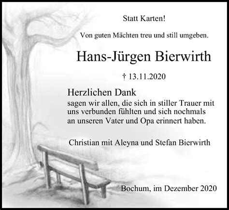 Traueranzeigen Von Hans J Rgen Bierwirth Trauer In Nrw De