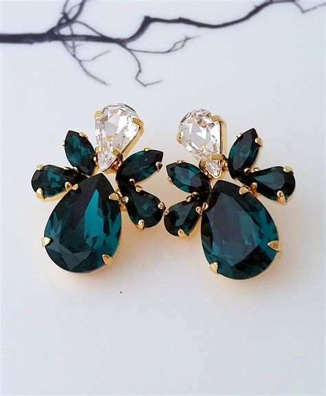 Emerald Earringsemerald Bridal Earringsemerlad Green - Etsy