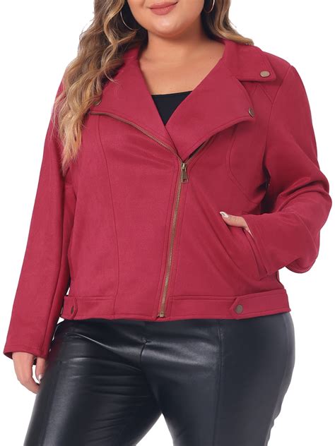 agnes orinda womens  size jacket faux suede bomber moto biker zip