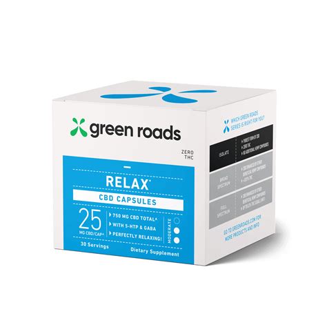 Green Roads CBD Relax Capsules Isolate THC Free 30ct 750mg CBD