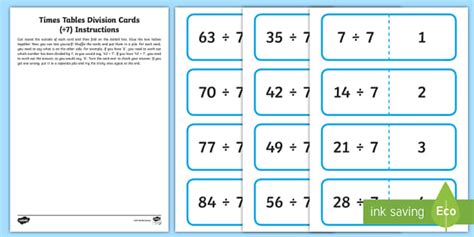 divisions table matching cards hecho por educadores