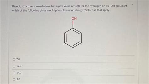 Solved Phenol Structure Shown Below Has A Pka Value Of