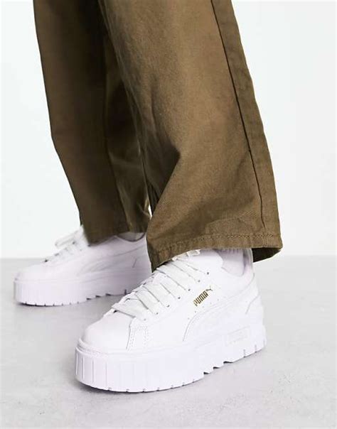 Puma Mayze Chunky Sneakers In Triple White Asos