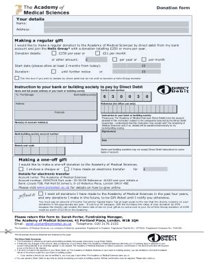 Fillable Online Acmedsci Ac Donation Form Your Details Making A Regular