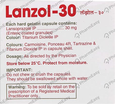 Lanzol 30 Mg Capsule 10 Uses Side Effects Price And Dosage Pharmeasy