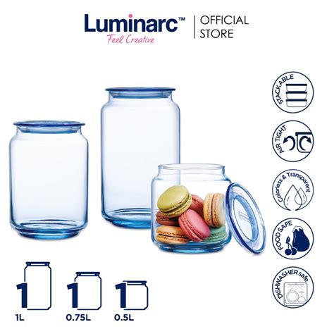 Luminarc Rondo Ice Blue 3Pcs Jar Set 500ml 750ml 1L N3548 V4488