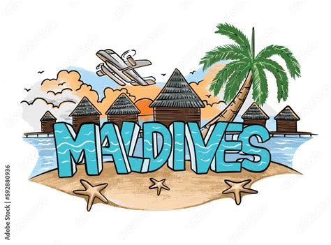 Maldives Logo Vectorconcept Illustration For Travel Banner And Poster