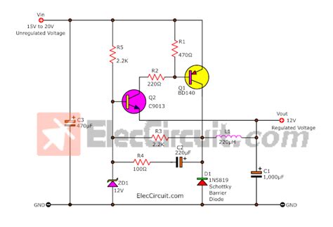 Simple 12v Transistor Switching Power Supply Elec Circuit