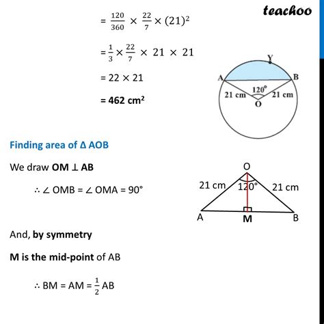 Example 2 Find The Area Of Segment Ayb If Radius 21 Cm