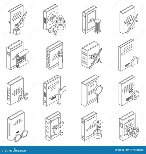 Literary Genres Icons Set Vector Outline Stock Vector Illustration Of