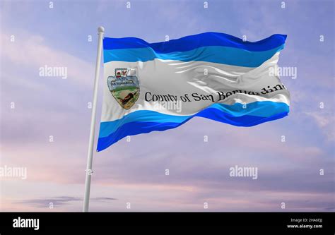 flag of county San Bernardino, California , USA at cloudy sky ...