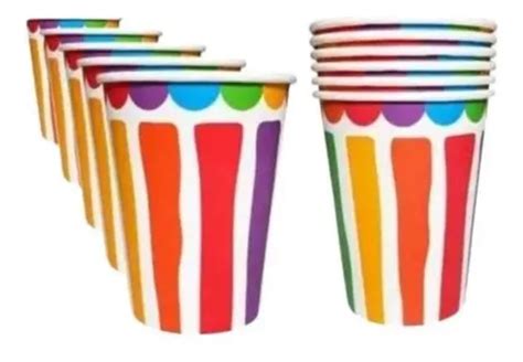 Vaso Polipapel Descartable Multicolor Mesa Cumpleaños X6