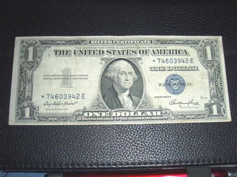 Vintage E Series One Dollar Bill Silver Certificate Blue Seal