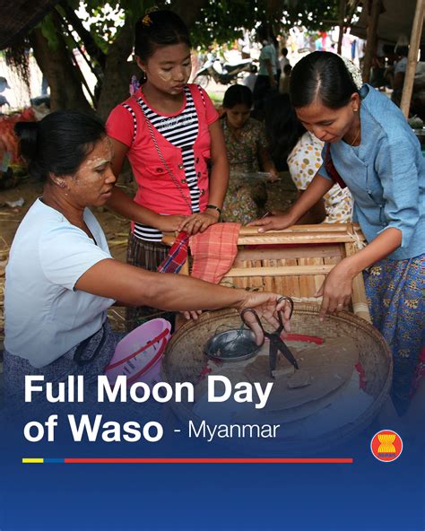 asean   full moon day  waso  people  myanmar gather