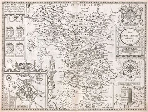 1666 map of Derbyshire (England) | Framed map, Framed maps, Old maps