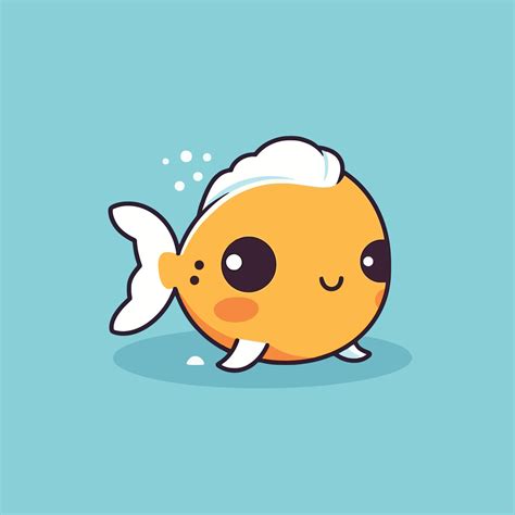 Mignonne Kawaii Poisson Chibi Mascotte Vecteur Dessin Anim Style