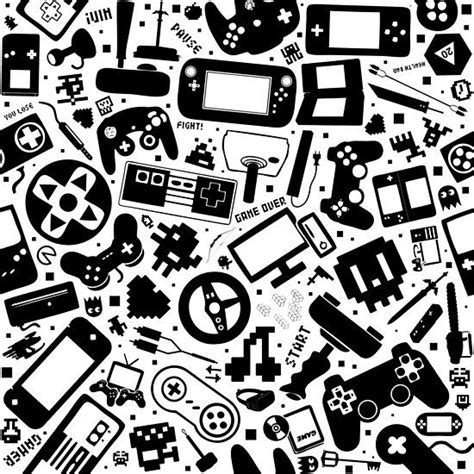 Video Gamer Pattern Black And White By Jarrod Vandenberg Redbubble