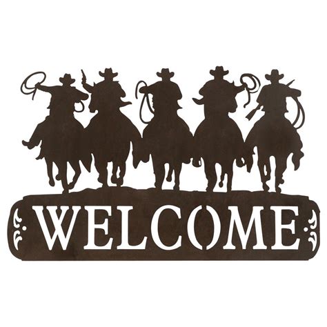 Tin Cowboy Welcome Sign Western Wall Art Cowboy Art Metal Welcome Sign