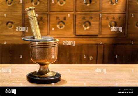 Antique Traditional Chinese Medicine Tool In Pharmacy Stock Photo Alamy