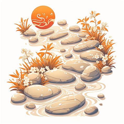 Premium Vector | Japanese garden patterns with rocks and sand