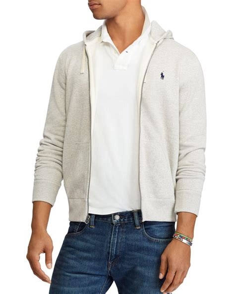 Polo Ralph Lauren Classic Full Zip Fleece Hoodie In Light Heather