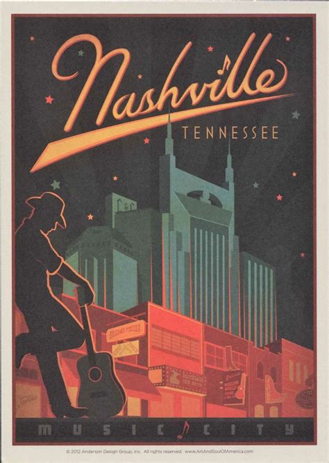 Nashville Tennessee Music City Travel Poster Style Postcard R001254