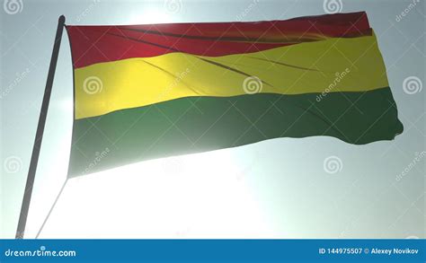 Waving Flag Of Bolivia Against Shining Sun And Sky Realistic 3D