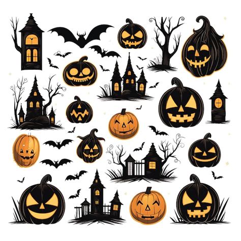 Premium Ai Image Set Of Happy Halloween Element Set Vector Design