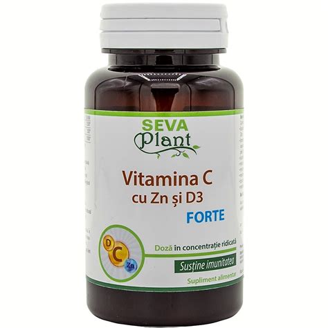 Vitamina C Zinc D3 Forte Supliment Imunitate 30 Comprimate SevaPlant