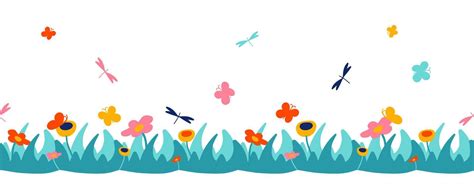 Flowers and grass seamless border vector illustration 20674576 Vector Art at Vecteezy