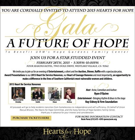 Union Rescue Mission Announces the Hearts for Hope Gala's Special Guest and Official Sponsors ...