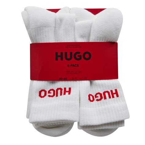 Hugo | 6 Pack Rib Logo Socks Mens | Men | White 100 | Flannels