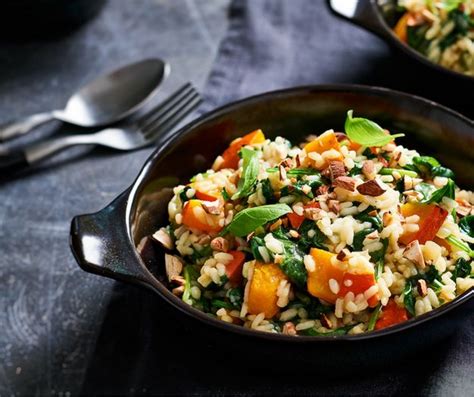 Vegan Risotto Met Pompoen Spinazie En Bruine Amandelen Recipe