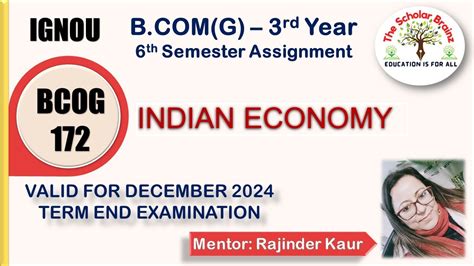 Ignou Bcomg Rd Year Bcog Indian Economy Th Semester Completely