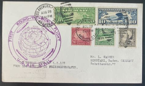 Los Angeles Usa Lz Graf Zeppelin First Round Flight Pc Cover To