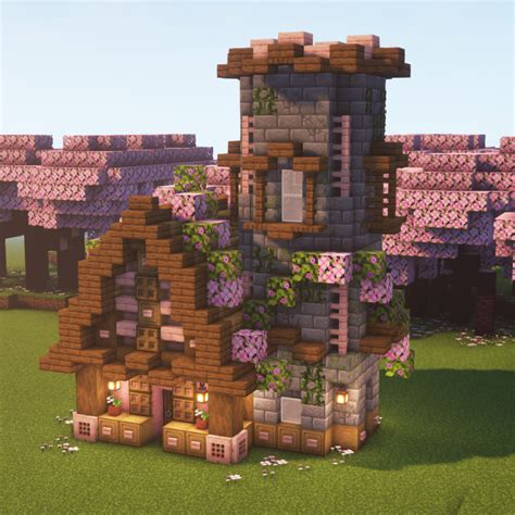 cherry wood house ideas minecraft