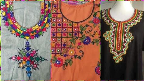 Sindhi Work Hand Made Embroidery Neck Designs Ideas Youtube