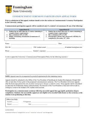 Fillable Online Commencement Ceremony Participation Appeal Form