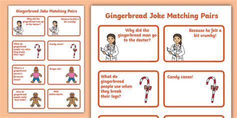 Gingerbread Jokes Matching Cards Teacher Made Twinkl