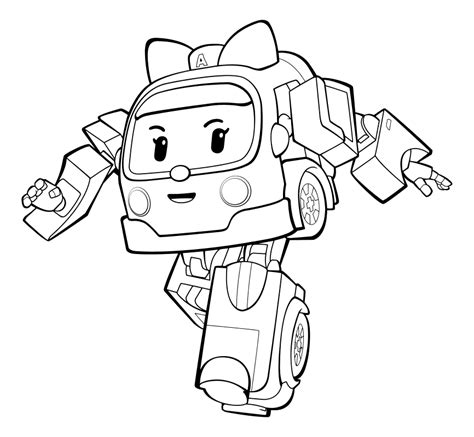 Раскраска - Робокар Поли - Робовэн Эмбер | MirChild