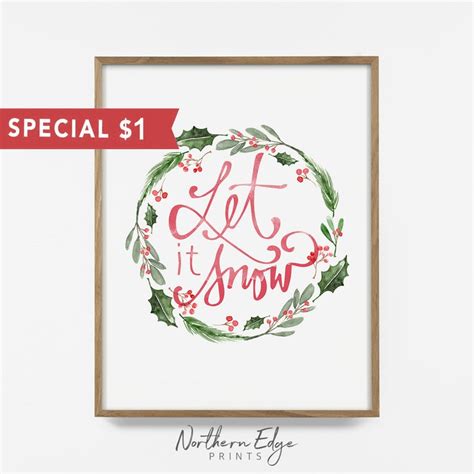 Let It Snow Christmas Quote Print Christmas Decor Printable Etsy