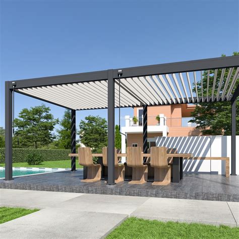 Pergola Bioclimatique OMBREA 3x6M Anthracite Et Blanc Chalet Jardin