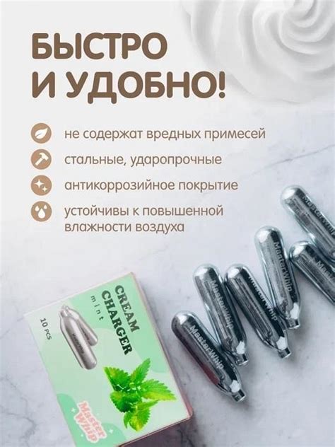 Баллончики для сифона для взбивания сливок N2O вкус мята (10 шт/уп ...