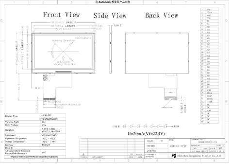 4 3 Inch TFT LCD IPS RGB 480x272 High Brightness 500 Cd M2