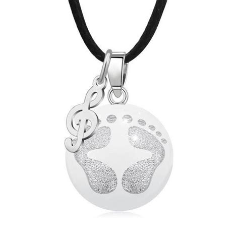 Collier Bola De Grossesse Empreinte De Pieds Et Note De Musique