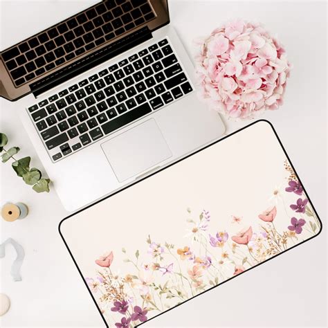 Wildflower Desk Mat Desk Mat Aesthetic Desk Mat Cute Gaming Etsy